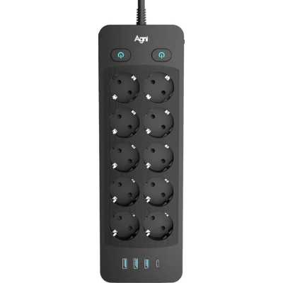 сетевой фильтр AGNI TP-FO4U10E-С-5M-Black черный