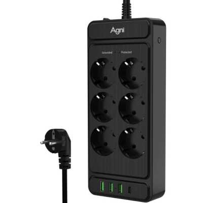 сетевой фильтр AGNI TP-FS4U6E-C-2m-black черный