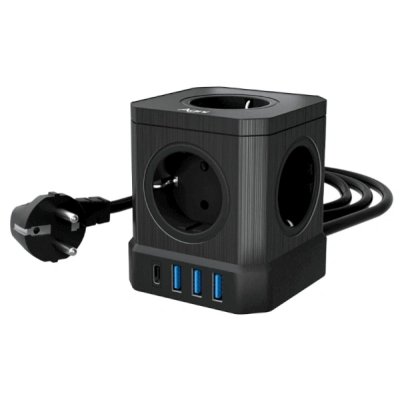 сетевой фильтр AGNI TP-VE4U5E-C-W-2m-black черный
