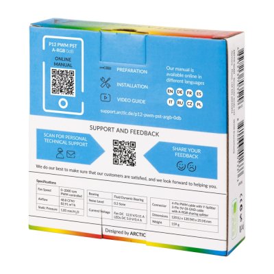 кулер Arctic P12 PWM PST A-RGB White