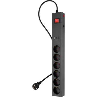 сетевой фильтр Buro 600SE-1.8-USB-B черный