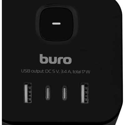сетевой разветвитель Buro BU-PW3UC-B черный