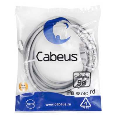 патч-корд Cabeus PC-FTP-RJ45-CAT.5E-1.5M-LSZH Серый
