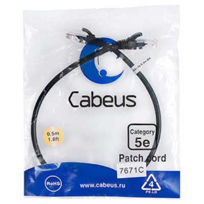 патч-корд Cabeus PC-UTP-RJ45-CAT.5E-0.5M-BK Черный