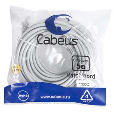 патч-корд Cabeus PC-UTP-RJ45-CAT.5E-15M Серый