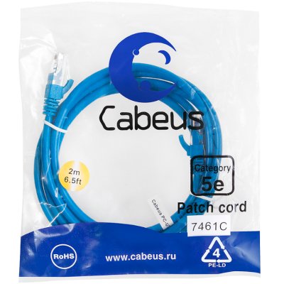патч-корд Cabeus PC-UTP-RJ45-Cat.5e-2m-BL Синий