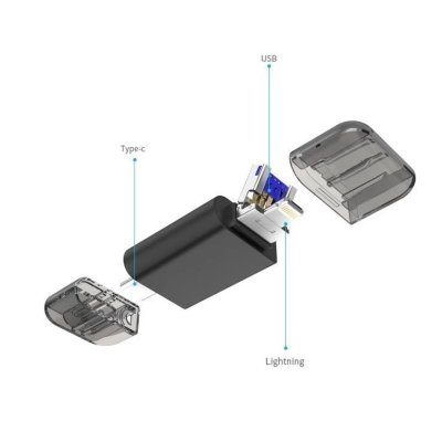 флешка DM 64Gb APD005 3 in 1 Черный