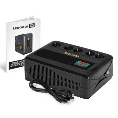 ИБП ExeGate Neo Smart BU-1000.LCD.AVR.5SH.RJ.USB Черный
