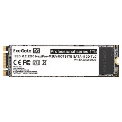SSD диск ExeGate NextPro+ M2UV500TS1TB 1Tb EX295280RUS Черный