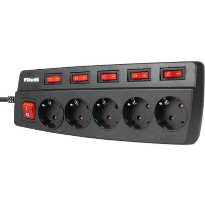 сетевой фильтр Filum FL-SPL5-3.0M-BL черный