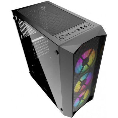 корпус PowerCase Rhombus X3 Mesh LED Black