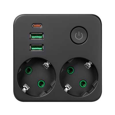 сетевой фильтр Qumo Power Block Light 4SPBARU P-0008 Black черный
