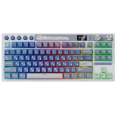клавиатура Royal Kludge M87 6977576550786 Белый-голубой